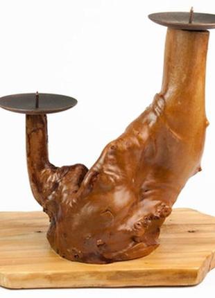 Деревянный декоративный подсвечник