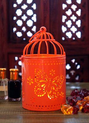 Подсвечник бабочка персикового цвета