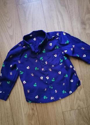Новогодняя рубашка mothercare на 6-9 мес