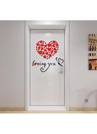 Акриловая 3d наклейка "loving you" красный 40х40см5 фото