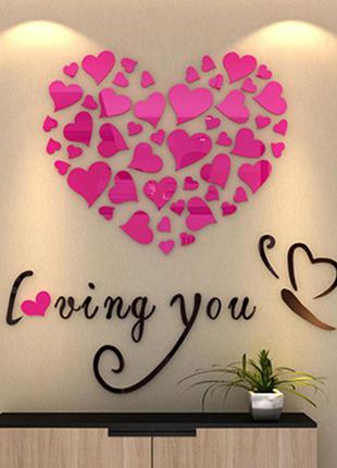 Акриловая 3d наклейка "loving you" красная роза 60х60см1 фото