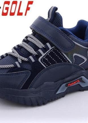 Стильні кросівки для хлопчика сині шкіряні 26-31 детские кроссовки для мальчика синие деми jong golf2 фото