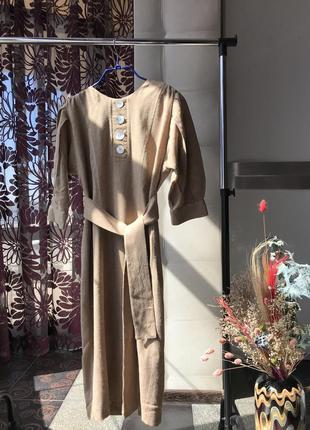 Ніжне вовняне плаття міді з поясом mango, вовна8 фото