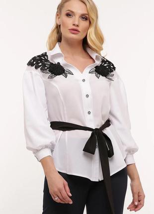 Святкова жіноча блузка з аплікацією, великий розмір 52-58