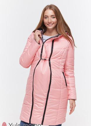 Розовая куртка двусторонняя зимняя очень теплая 2в1  для беременных и кормящих s m2 фото