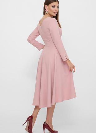Ніжно-рожеве плаття сонце кльош з костюмної тканини 44-502 фото