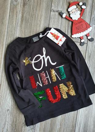 Реглан паєтки новорічний новий котон next 3-4г