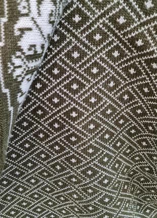 Теплый плед двухсторонний цвета хаки с узором, евро размер 200*200