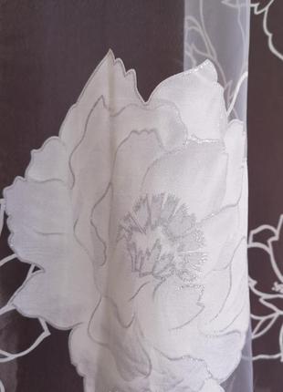Тюль органза с белым цветочным рисунком7 фото