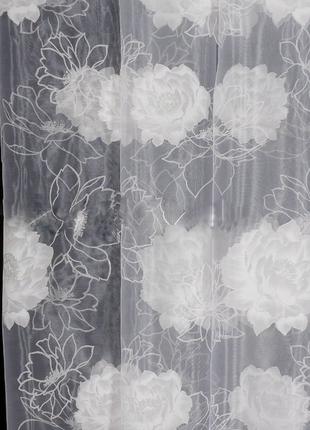Тюль органза с белым цветочным рисунком2 фото