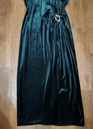 Довга оксамитова велюрову сукню смарагдового кольору wallis англія6 фото