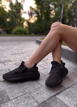 Adidas yeezy 350 v2 black (рефлективные шнурки) ♦️женские кроссовки адидас изи буст4 фото