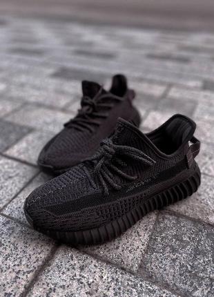 Adidas yeezy 350 v2 black (рефлективные шнурки) ♦️женские кроссовки адидас изи буст6 фото