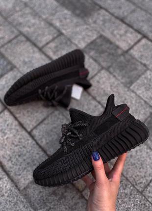 Adidas yeezy 350 v2 black (рефлективные шнурки) ♦️женские кроссовки адидас изи буст7 фото