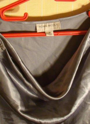 Блузка женская шелковая нарядная серая ronni nicole (размер 54 (xl))3 фото