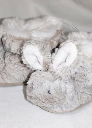 Пинетки тапки детские меховые зайчики кролики the white company (размер 16, 0-6 мес)