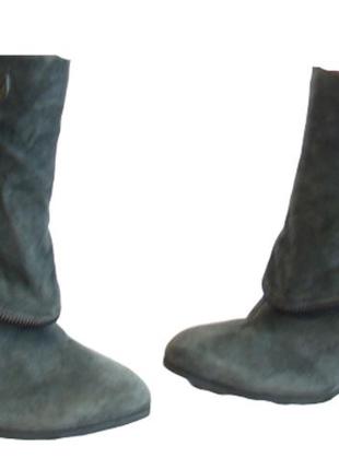Сапоги женские демисезонные замшевые серые сапоги на каблуках atmosphere (размер 34,5)2 фото