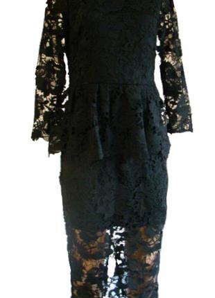 Платье нарядное кружевное черное boohoo (размер 46, m, uk12, eu40)3 фото