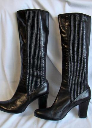 Сапоги женские демисезонные кожаные высокие черные clarks (размер 41)1 фото