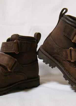 Ботинки детские демисезонные кожаные коричневые timberland (размер 21)1 фото