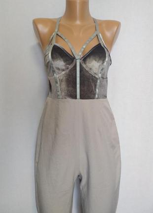 Комбинезон женский облегающий серый с открытой спиной missguided (размер 44-46 (s, uk10, eu38, us6))5 фото