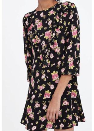 Сукня в квітковий принт zara віскоза3 фото