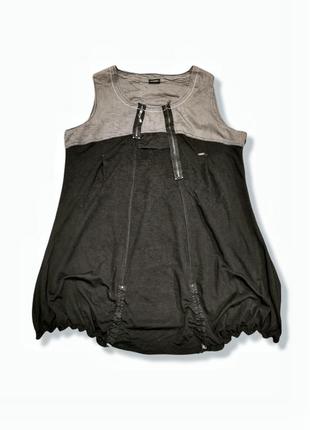 Сарафан liva комбинированный из вискозы с молния и драпировкой короткий мини батал большого размера платье туника