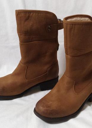 Сапоги женские зимние кожаные угги коричневые ugg (размер 37)