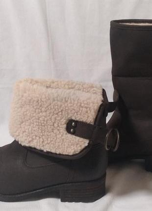 Сапоги женские зимние кожаные угги коричневые ugg (размер 37)