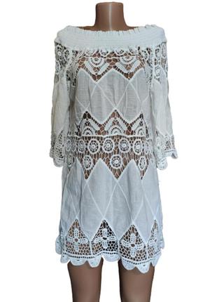 Сукня туніка біле мереживо батист fashion (розмір 46-48, m, uk12)1 фото