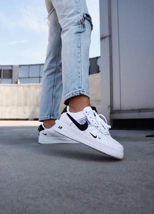 Nike air force 1 white black женские кроссовки найк аир форс белые