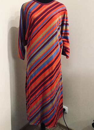 Яркое трикотажное платье в полоску миди р 38/42