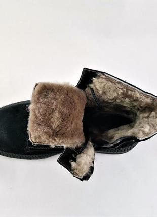Ботинки зимние замшевые кожаные мужские  кроссовки мех чёрные10 фото