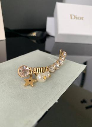 Брендовая каффа на ухо, жемчуг майорка и цирконий, позолота. люкс