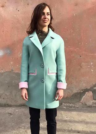 Пальто двухцветное 42-50, кашемировое демисезон