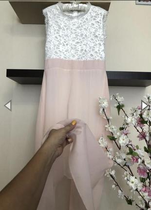 Супер нежное, нарядное шифоновое платье с кружевом4 фото