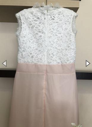 Супер нежное, нарядное шифоновое платье с кружевом8 фото