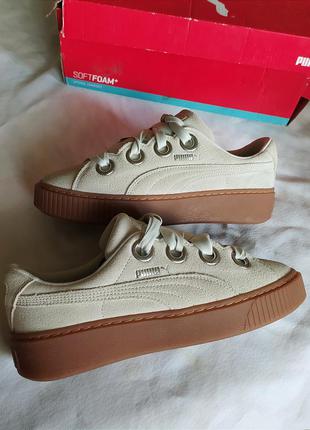 Женские стильные кроссовки на платформе кеды puma platform kiss suede basket alteration roma clyde оригинал пума1 фото