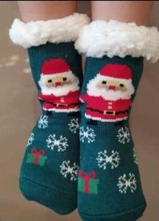 Новорічні дитячі шкарпетки валянки на хутрі