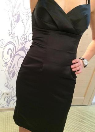 Эффектное чёрное миди платье футляр с открытой спиной, xs-s2 фото