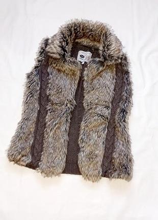 New жилет хутро і трикотаж c&a knitted with style