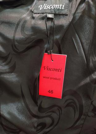 Шерстяное пальто женское классическое  visconti приталенное цвета морской волны9 фото