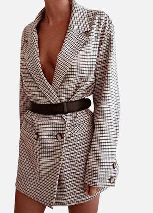Жіночий піджак блейзер оверсайз в клітинку в стилі zara