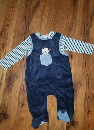 Тёплый велюровый человечек, слип, пижама