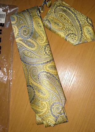 Набор галстук, запонки и платок barry wang4 фото
