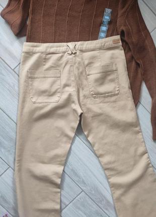 Расклешенные брюки бежевого цвета massimo dutti5 фото