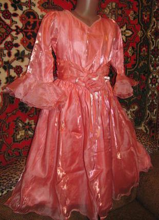 Красивое нарядное платье из органзы, универсальный размер выпускное для принцессы утренник праздник8 фото