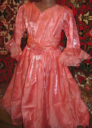 Красивое нарядное платье из органзы, универсальный размер выпускное для принцессы утренник праздник2 фото