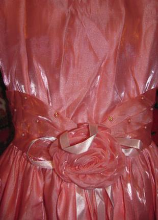 Красивое нарядное платье из органзы, универсальный размер выпускное для принцессы утренник праздник5 фото