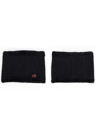 Теплый комплект: мужская зимняя черная шапка с мехом + снуд бафф хомут с меховой подкладкой7 фото
